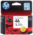Картридж HP №46 CZ638AE для HP DeskJet Ink Advantage 2529, 4729,  2029, 2020hc, 2520hc, C/Y/M, 0.75K